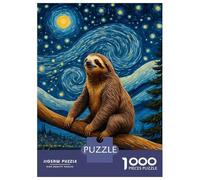Jigsaw for Teenagers 1000 Pieces Sloth Starry Night Puzzle for Adults Relaxing Games Birthday Present Fun at Home Activities, 52x38cm/1000pcs