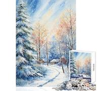 Jigsaw for Teenagers 1000 Pieces Snowy Hamlet Practical Game For Family Fun Home Decoration Toys Christmas Birthday Gifts (50X75CM)