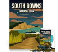 Jigsaw for Teenagers 1000 Pieces South Downs England National Park Nature Poster Flawless Edge Fun Mind Game Gift Cozy Fun Time Christmas Wall Art (50x75cm)