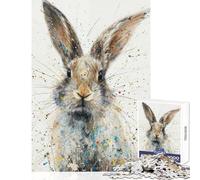 Jigsaw for Teenagers 1000 Pieces Splattered Bunny Charm Family Game Tough Challenge Toy Wall Decor Artists Collection, Fine Art (38X26CM)