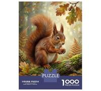 Jigsaw for Teenagers 1000 Pieces Squirrel with Nut in Autumn Forest Teenager Puzzles Relaxing Games Presents for Women Fun at Home Activities, 52x38cm/1000pcs