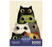 Jigsaw for Teenagers 1000 Pieces Stack of Cartoon Cats with Big Eyes Puzzle for Adults Hands-on Game Home Decoration Fun at Home Activities, 38x26cm/1000pcs