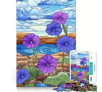 Jigsaw for Teenagers 1000 Pieces Stained Glass Flowers Tight Cut Fun Problem Solve Fun Relax Fun Time Christmas Art Display (38x52cm)