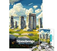 Jigsaw for Teenagers 1000 Pieces Stonehenge Illustration Challenging To Complete A Work of Art Educational Toy Suitable for People Aged 14 And Above (50x75cm)