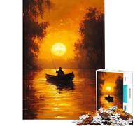 Jigsaw for Teenagers 1000 Pieces Sunset Fishing Help The Brain Exercise Home Decoration Impossible Game for Age 14+ Game (50x75cm)