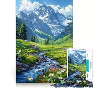 Jigsaw for Teenagers 1000 Pieces Swiss Mountain Pixel Art Tight Cut Fun Problem Solve Fun Relax Fun Time Christmas Art Display (50x75cm)