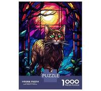 Jigsaw for Teenagers 1000 Pieces The Anggora Cat Wild Night Puzzle for Adults Relaxing Games Birthday Present Fun at Home Activities, 38x26cm/1000pcs