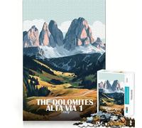 Jigsaw for Teenagers 1000 Pieces The Dolomites Alta Via Italy Flawless Edge Fun Mind Game Gift Cozy Fun Time Christmas Wall Art(38x26cm)