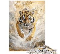 Jigsaw for Teenagers 1000 Pieces Tiger in Motion Hands-on Game Pattern Assembly Educational Toy Artists Collection, Fine Art Size 75x50cm
