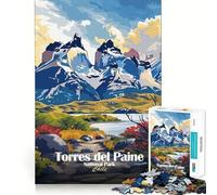 Jigsaw for Teenagers 1000 Pieces Torres Del Paine National Park Chile Flawless Edge Fun Mind Game Gift Cozy Fun Time Christmas Wall Art (50x75cm)