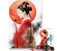 Jigsaw for Teenagers 1000 Pieces Traditional Woman in Red Tight Cut Fun Problem Solve Fun Relax Fun Time Christmas Art Display (50x75cm)