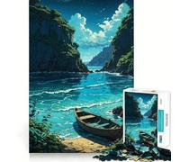 Jigsaw for Teenagers 1000 Pieces Tranquil Cove Under The Stars Tight Cut Fun Problem Solve Fun Relax Fun Time Christmas Art Display(38x26cm)