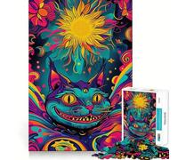 Jigsaw for Teenagers 1000 Pieces Trippy Cheshire Cat Flawless Edge Fun Mind Game Gift Cozy Fun Time Christmas Wall Art (50x75cm)