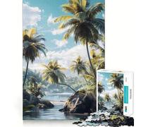 Jigsaw for Teenagers 1000 Pieces Tropical Beach Paradise Tight Cut Fun Problem Solve Fun Relax Fun Time Christmas Art Display(38x26cm)