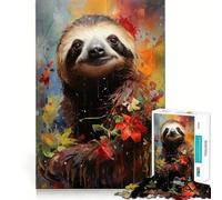 Jigsaw for Teenagers 1000 Pieces Tropical Floral Sloth Flawless Edge Fun Mind Game Gift Cozy Fun Time Christmas Wall Art (50x75cm)