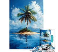 Jigsaw for Teenagers 1000 Pieces Tropical Island Palm Tree Painting Educational Challenge Presents for Women Educational Game for Ages 14 And over (50X75cm)