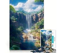 Jigsaw for Teenagers 1000 Pieces Tropical Jungle Waterfall Flawless Edge Fun Mind Game Gift Cozy Fun Time Christmas Wall Art (50x75cm)