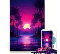 Jigsaw for Teenagers 1000 Pieces Tropical Neon Dreams Flawless Edge Fun Mind Game Gift Cozy Fun Time Christmas Wall Art(38x26cm)