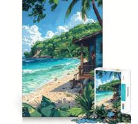 Jigsaw for Teenagers 1000 Pieces Tropical Paradise Beach Tight Cut Fun Problem Solve Fun Relax Fun Time Christmas Art Display (38x52cm)