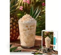 Jigsaw for Teenagers 1000 Pieces Tropical Pineapple Coconut Drink Still Life Tight Cut Fun Problem Solve Fun Relax Fun Time Christmas Art Display (50x75cm)