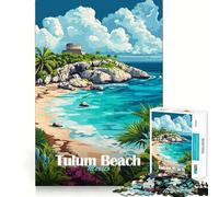 Jigsaw for Teenagers 1000 Pieces Tulum Beach, Mexico Flawless Edge Fun Mind Game Gift Cozy Fun Time Christmas Wall Art (38x52cm)