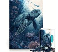 Jigsaw for Teenagers 1000 Pieces Turtle Imaginary Friend Tight Cut Fun Problem Solve Fun Relax Fun Time Christmas Art Display(38x26cm)