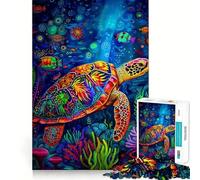 Jigsaw for Teenagers 1000 Pieces Turtle Watercolor Animal Flawless Edge Fun Mind Game Gift Cozy Fun Time Christmas Wall Art (50x75cm)