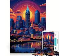Jigsaw for Teenagers 1000 Pieces Twilight in Cincinnati OH Flawless Edge Fun Mind Game Gift Cozy Fun Time Christmas Wall Art (50x75cm)