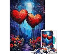 Jigsaw for Teenagers 1000 Pieces Two Hearts in The Night Jigsaw for Teenagers Pattern Assembly Every Piece Is Unique Unique Birthday And Gifts (Size 38x26cm)
