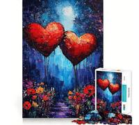 Jigsaw for Teenagers 1000 Pieces Two Hearts in The Night Tight Cut Fun Problem Solve Fun Relax Fun Time Christmas Art Display (38x52cm)