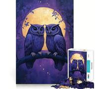 Jigsaw for Teenagers 1000 Pieces Two Owls Under The Moonlight Flawless Edge Fun Mind Game Gift Cozy Fun Time Christmas Wall Art (38x52cm)