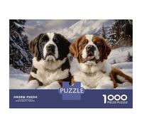 Jigsaw for Teenagers 1000 Pieces Two Saint Bernards in Snow Jigsaw for Adults Relaxing Games Birthday Present Christmas Birthday Gifts 52x38cm/1000pcs