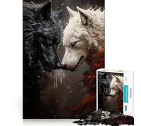 Jigsaw for Teenagers 1000 Pieces Two Wolves Fighting Tight Cut Fun Problem Solve Fun Relax Fun Time Christmas Art Display(38x26cm)