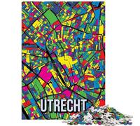 Jigsaw for Teenagers 1000 Pieces Utrecht Netherlands City Map Pop Art Jigsaw for Teenagers Pattern Assembly Every Piece Is Unique Unique Birthday And Gifts (75x50cm/1000pcs)