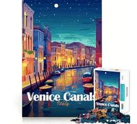 Jigsaw for Teenagers 1000 Pieces Venice Canals Italy Night Flawless Edge Fun Mind Game Gift Cozy Fun Time Christmas Wall Art(38x26cm)