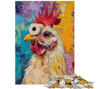 Jigsaw for Teenagers 1000 Pieces Vibrant Chicken Art Hands-on Game Pattern Assembly Educational Toy Artists Collection, Fine Art Size 38x52cm