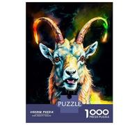 Jigsaw for Teenagers 1000 Pieces Vibrant Goat Portrait Adult Puzzles Toy Wall Decor Precision Cutting Unique Birthday And Xmas Gifts 38x26cm/1000pcs