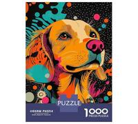 Jigsaw for Teenagers 1000 Pieces Vibrant Golden Retriever Pop Art Bright And Cheerful Dog Print Golden Retrieve Dog Portrait Adult Jigsaw Puzzle Toy Wall Decor Improve Memory Christmas Birthday Gift