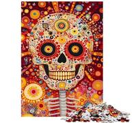 Jigsaw for Teenagers 1000 Pieces Vibrant Skull Art Hands-on Game Pattern Assembly Educational Toy Artists Collection, Fine Art Size 38x52cm