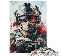 Jigsaw for Teenagers 1000 Pieces Warrior's Gaze Hands-on Game Pattern Assembly Educational Toy Artists Collection, Fine Art Size 38x52cm