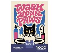 Jigsaw for Teenagers 1000 Pieces Wash Your Paws Cat Art Puzzles for Adults Toy Wall Decor Analysis And Logic Christmas Birthday Gifts 70x50cm/1000pcs