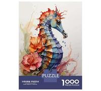 Jigsaw for Teenagers 1000 Pieces Watercolor Art Seahorse Jigsaw for Adults Hands-on Game Precision Cutting Fun Activities at Home 52x38cm/1000pcs