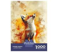 Jigsaw for Teenagers 1000 Pieces Watercolor Fox Looking Upward Jigsaw for Adults Hands-on Game Precision Cutting Fun Activities at Home 70x50cm/1000pcs