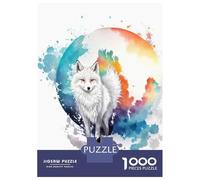 Jigsaw for Teenagers 1000 Pieces Watercolor Snow Fox Puzzle for Adults Hands-on Game Home Decoration Fun at Home Activities, 38x26cm/1000pcs