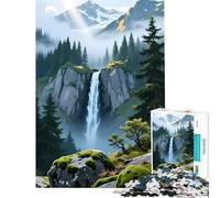 Jigsaw for Teenagers 1000 Pieces Waterfall in Mountainous Landscape Help The Brain Exercise Home Decoration Impossible Game for Age 14+ Game (38x26cm)