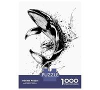 Jigsaw for Teenagers 1000 Pieces Whale Illustration in Black And White Puzzle for Adults Relaxing Games Birthday Present Fun at Home Activities, 70x50cm/1000pcs