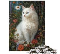 Jigsaw for Teenagers 1000 Pieces Whiskered Serenity in Bloom Jigsaw for Teenagers Pattern Assembly Every Piece Is Unique Unique Birthday And Gifts (38x52cm/1000pcs)