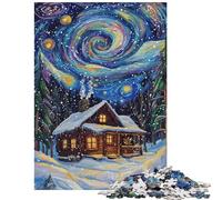 Jigsaw for Teenagers 1000 Pieces Whispering Night Cabin Hands-on Game Pattern Assembly Educational Toy Artists Collection, Fine Art Size 38x26cm