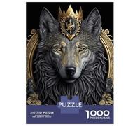 Jigsaw for Teenagers 1000 Pieces White Wolf Golden Art Deco Jigsaw for Adults Hands-on Game Precision Cutting Fun Activities at Home 52x38cm/1000pcs