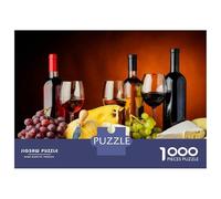 Jigsaw for Teenagers 1000 Pieces Wine Cheese Grapes Jigsaw for Adults Hands-on Game Precision Cutting Fun Activities at Home 52x38cm/1000pcs